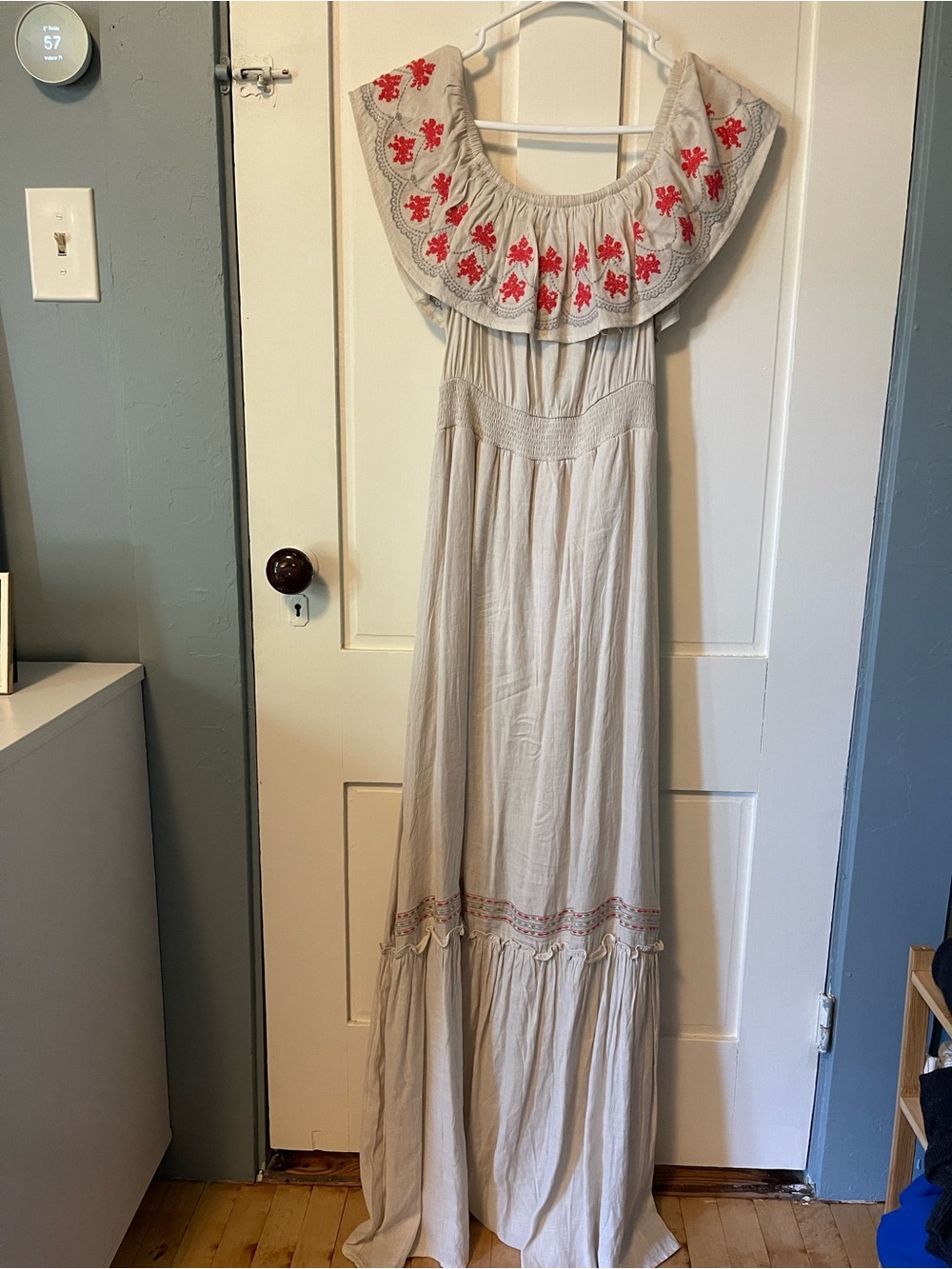 Embroidered Off-Shoulder Maxi Dress
